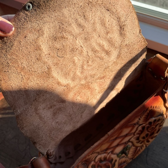 Authentic 100% Leather handmade in Mexico printed satchel Bag - Picture 5 of 8